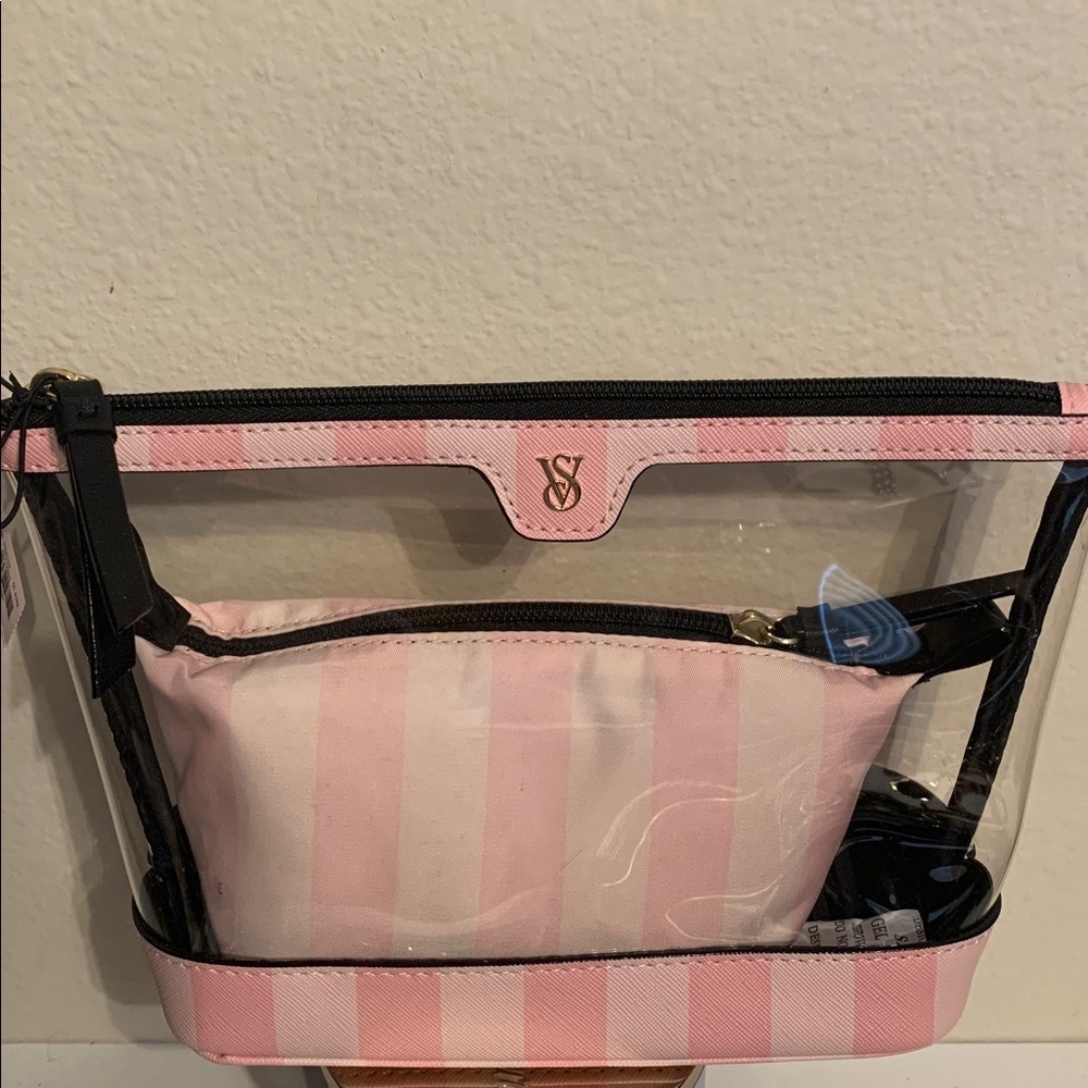 Victoria's Secret Pink and Black Cosmetic Bag Set